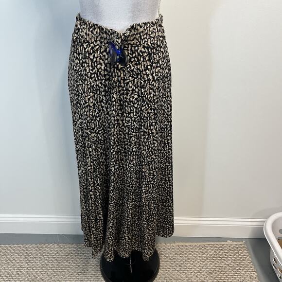 Coldwater Creek Womens Skirt Small Black Brown Slinky Stretch Long Modest A Line - Picture 7 of 8